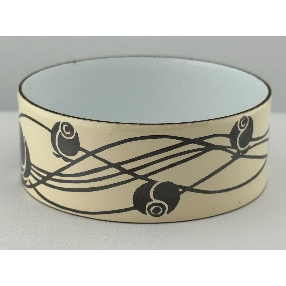 Vintage Enamel Rose Flower Bangle Bracelet Unsigned Possibly Michaela Frey‎